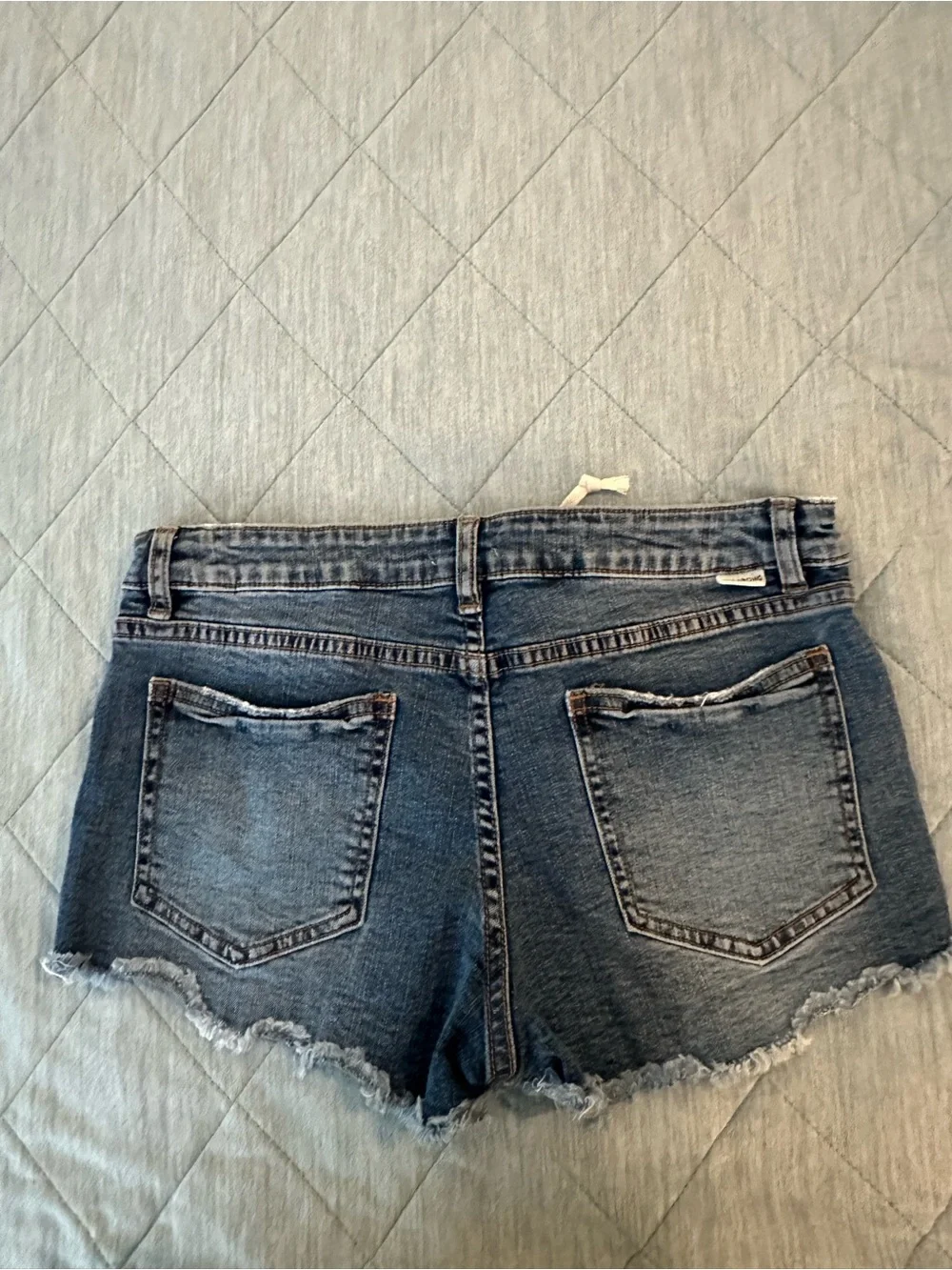 Billabong Lace-Up Frayed Hem Indigo Denim Shorts